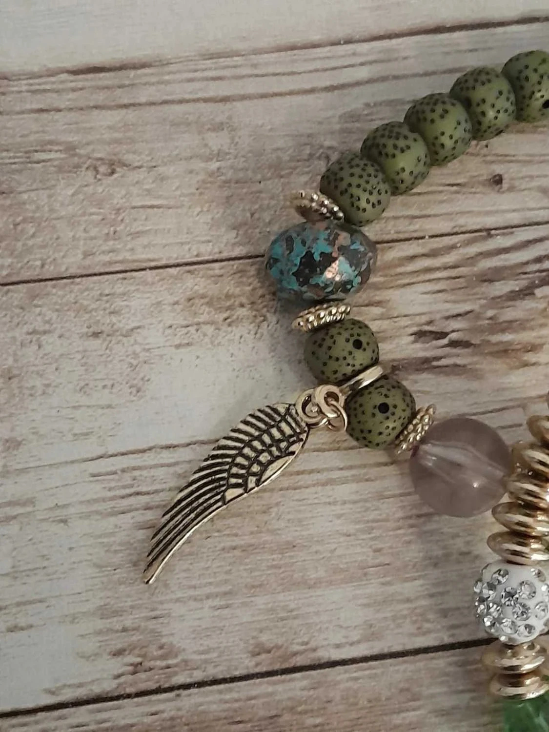 Lot of 2 bracelets, elastic, trendy, khaki and gold color – photo 3